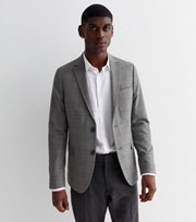 New Look Light Grey Check Super Skinny Suit Jacket